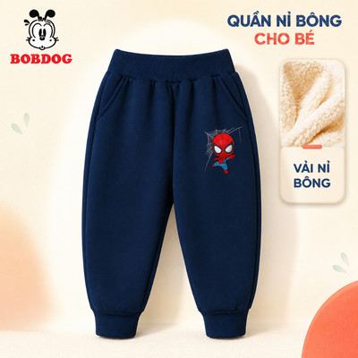 Quần dài cho bé trai BOBDOG chất liệu nỉ bông dáng thể thao in hình Marvel cute mới nhất cho bé