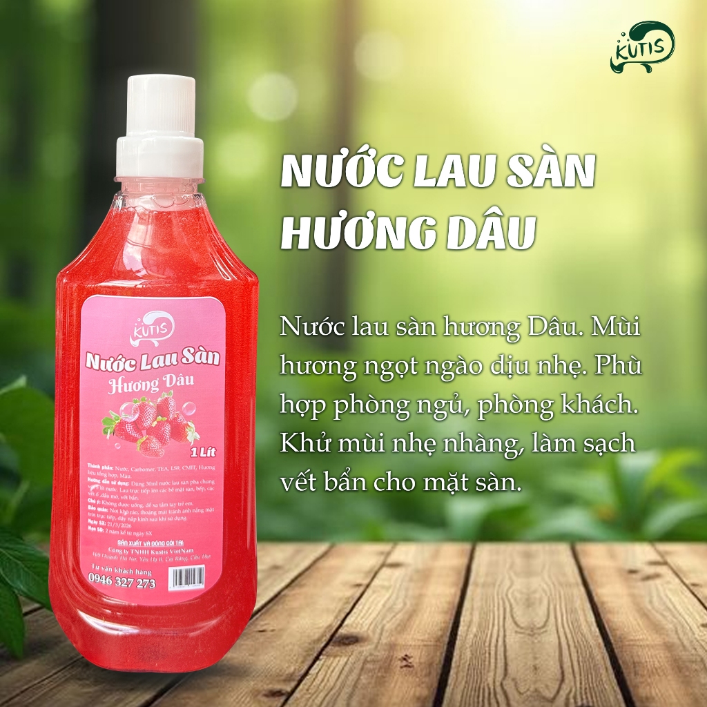 NƯỚC LAU SÀN KUTIS 1L ĐẶM ĐẶC, THƠM NGÁT GIÚP SÀN SÁNG BÓNG - KHỬ MÙI TỐT, MÙI HƯƠNG DỄ CHỊU THƠM SU