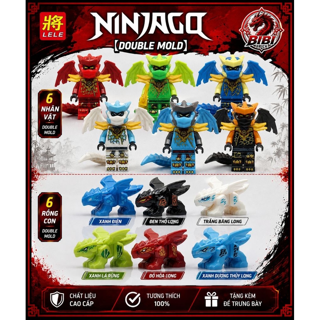 [IN LƯNG][2 Mặt]Mô Hình Lắp Ghép Ninjago Dragonius-Minifigures Ninjago Form Rồng Thần Trỗi Dậy Drago