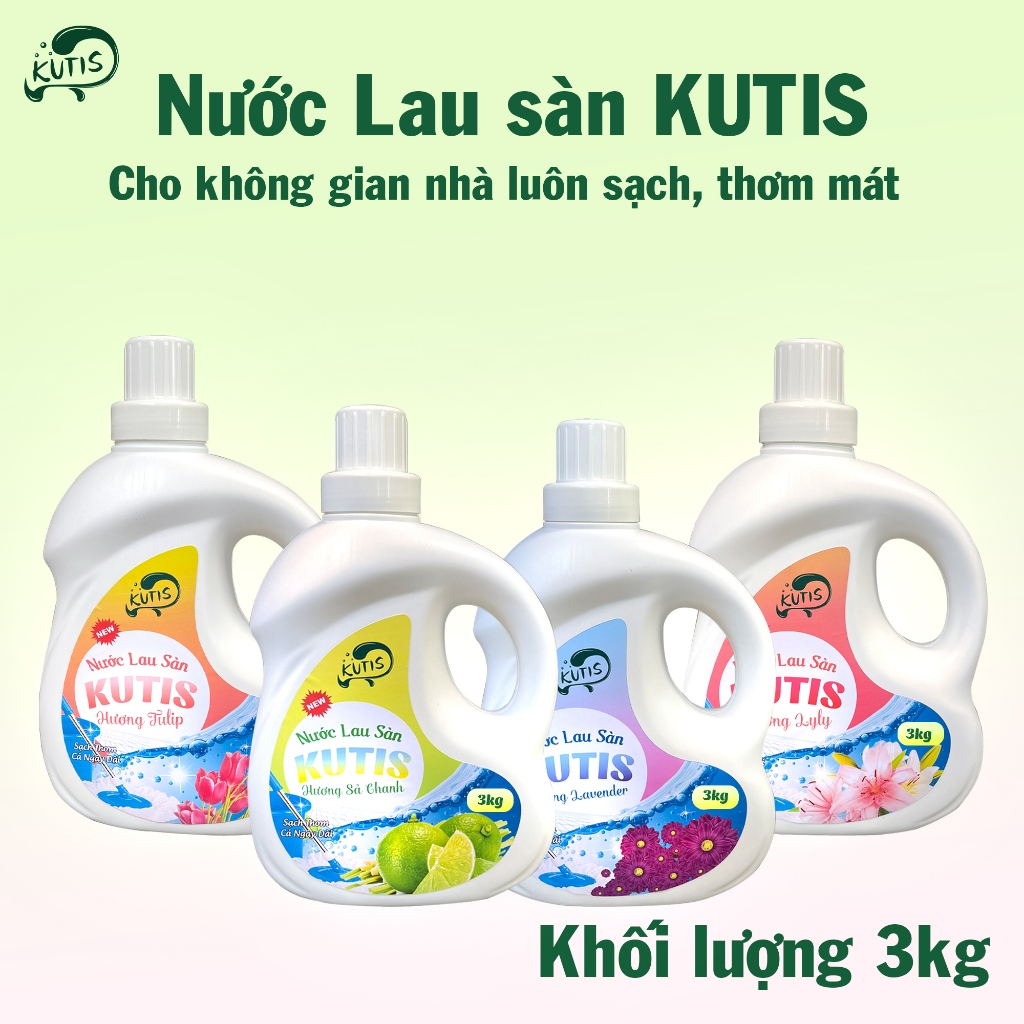 NƯỚC LAU SÀN KUTIS CAN 3KG - KHỬ MÙI LÀM SẠCH TỐT - HƯƠNG THƠM HOA TINH DẦU TỰ NHIÊN THOÁNG MÁT - TI