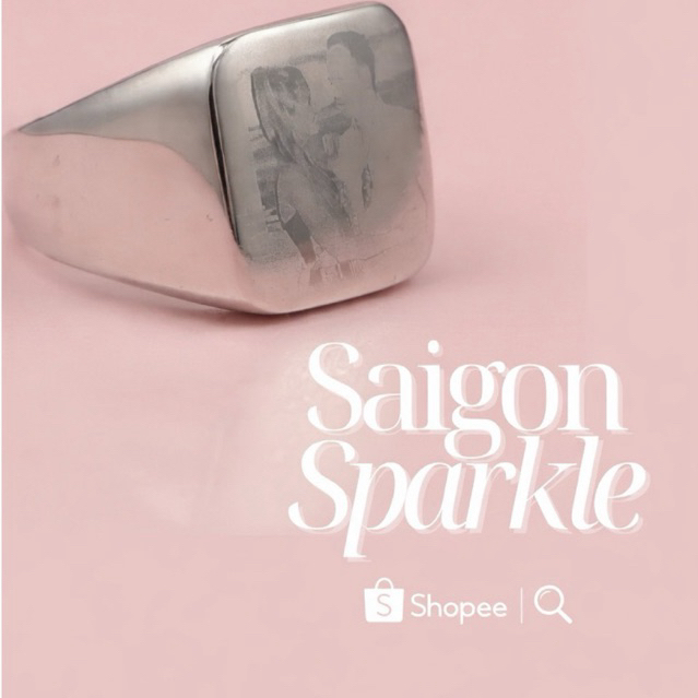 ✨ Nhẫn Signet Khắc Ảnh Tùy Chỉnh Mạ Vàng Unique Gifts Custom Picture Ring - Saigon Sparkle ✨