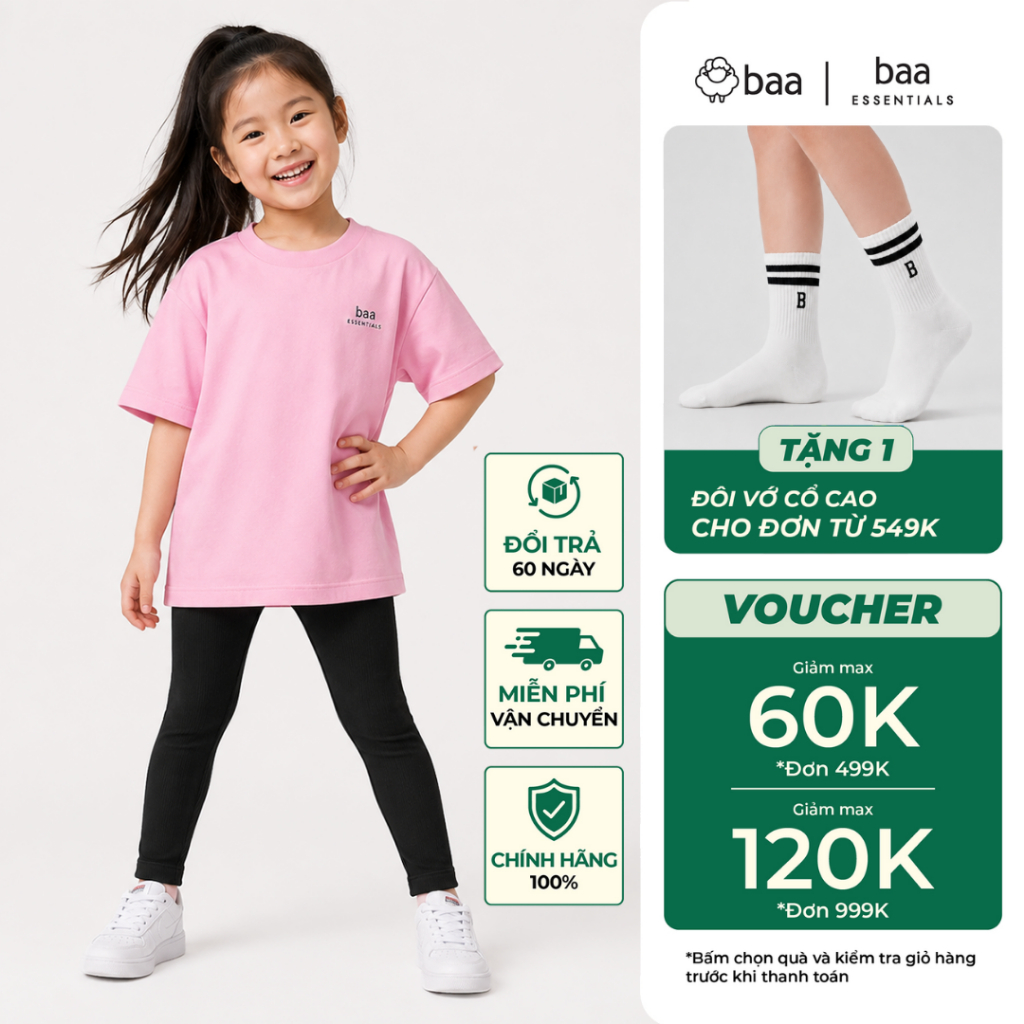 Quần dài legging bé gái thun gân mùa hè thoáng mát, mềm mịn 1-10 Tuổi Baa Baby QU32D
