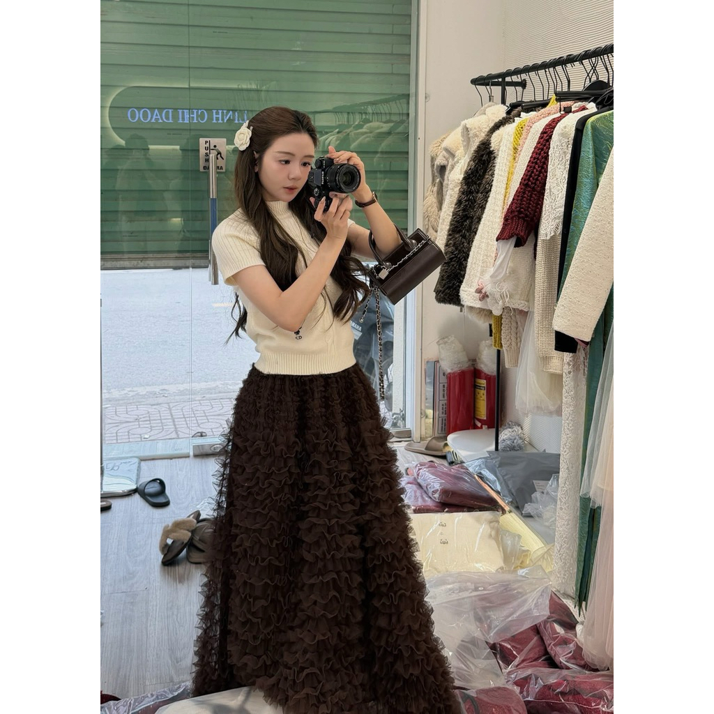 ( JERRY CLOTHINGS ) CHÂN VÁY XOÈ BỒNG DÀI 95 CM