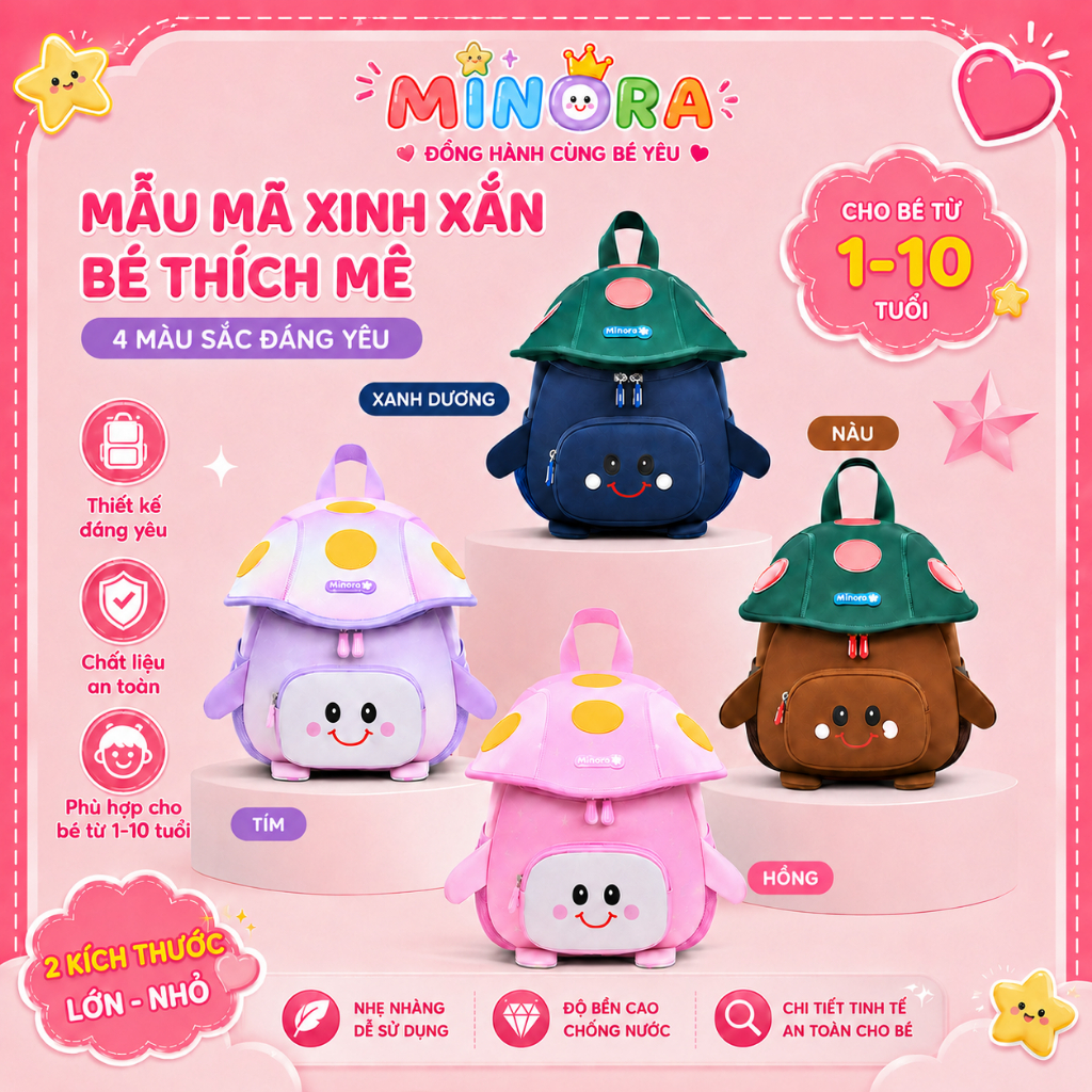 Balo đi học mầm non mẫu giáo balo đi chơi cho bé từ 2-10 tuổi balo cute dễ thương đáng yêu nhiều kíc