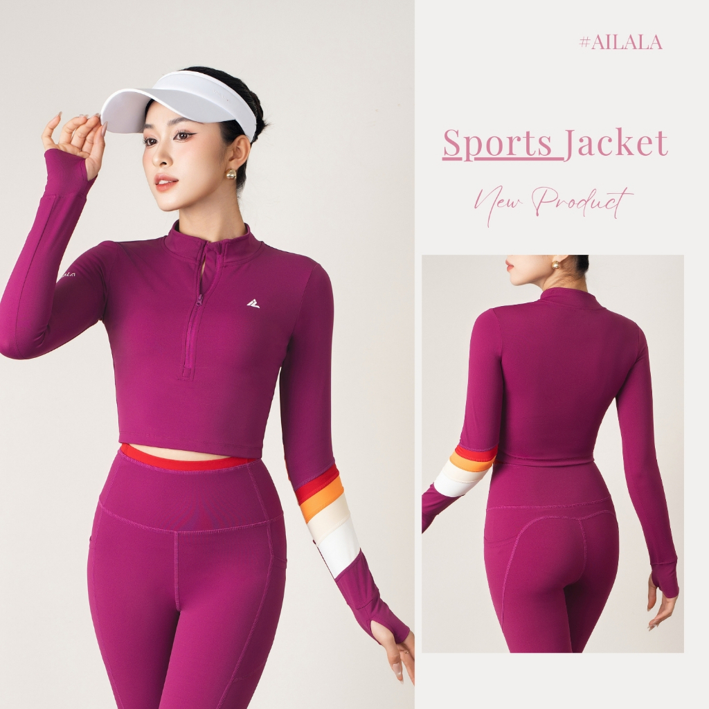 AiLALA LUX04 Áo Tập Thể Thao Tập Gym Nữ Tay Xỏ Ngón, Dáng Ôm Có Khóa Kéo, Co Giãn Đa Chiều, Size S–X