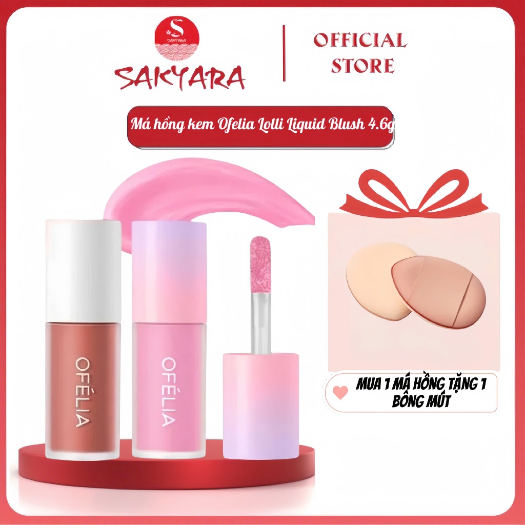Má Hồng Kem OFELIA Lolli Liquid Blush Kem Má Ofelia Hồng Xinh Xắn 4.6g