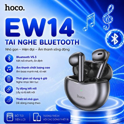 Tai nghe Bluetooth V5.3 Hoco EW14 Âm thanh sống động, sử dụng đến 4h, dung lượng pin 280mAh