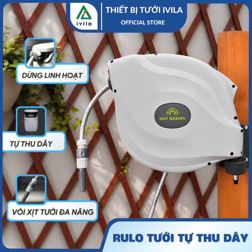 Bộ Rulo tự thu tưới cây MayGarden 10m/20m –  Bộ tự thu tưới cây, bộ tưới sân vườn tiện lợi