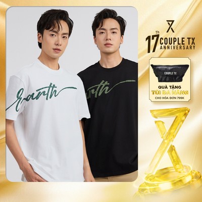 Áo Thun Nam Couple TX In Tràn Earth Planet of Life Thun Cotton Mềm Mịn Đứng Form Dáng Rộng MTS 1516