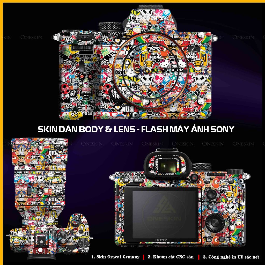 Dán Skin Sticker Sony A6000 - 6700 A7/A72/A7R3/A7R4/A7R5/A1/A9 | Cắt CNC Chuẩn Chi Tiết, Chống Nước