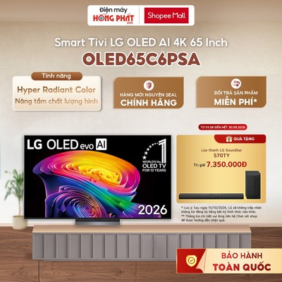 Smart Tivi LG 65 Inch OLED evo AI 4K 65C6PSA [Giao-Lắp HCM]