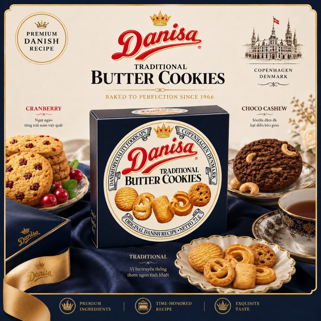 Bánh quy bơ Đan Mạch Danisa hộp giấy 72g