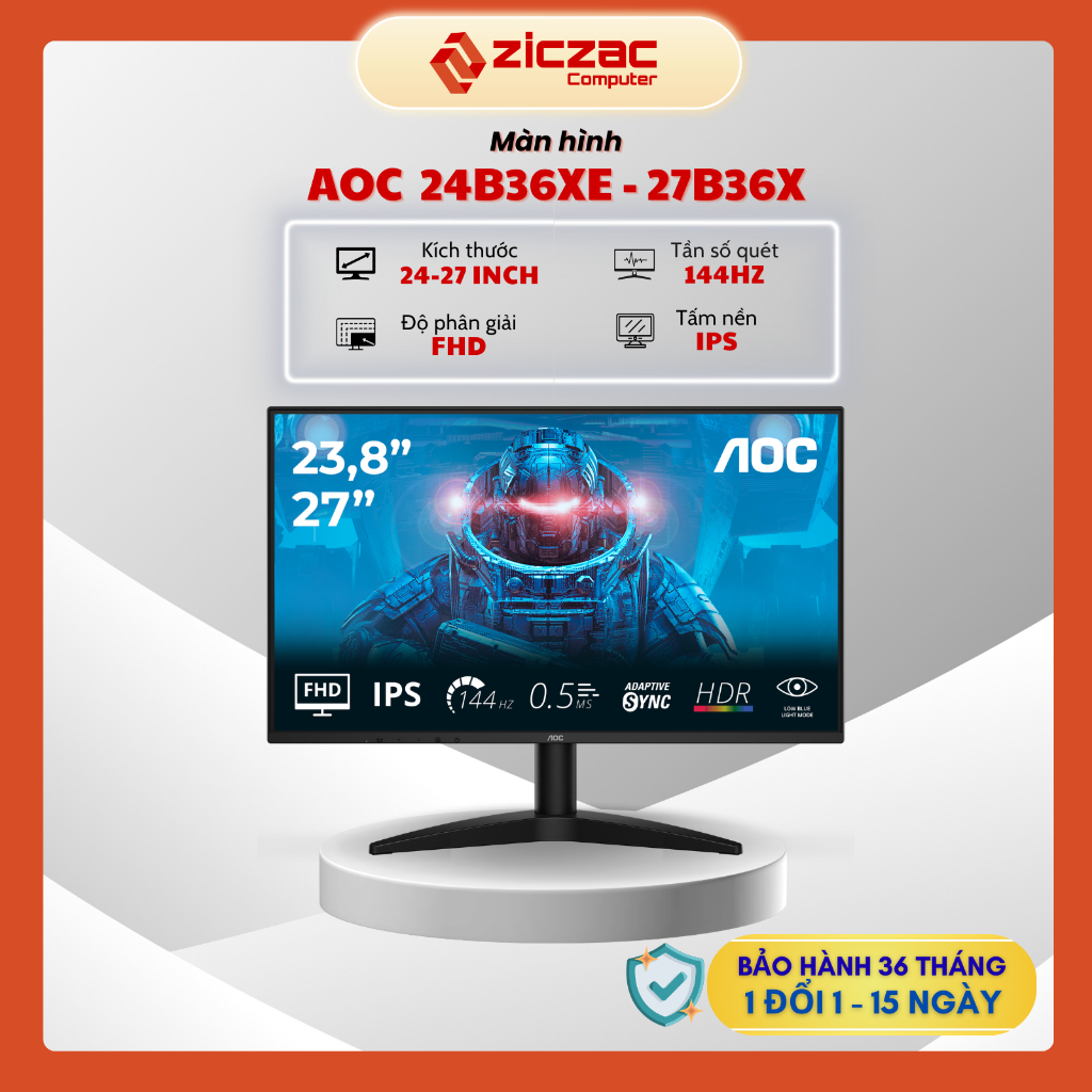 [Hỏa tốc] Màn hình AOC 24B36XE - 27B36X 24-27inch 144hz IPS FHD 0.5ms Viền mỏng - Chính hãng