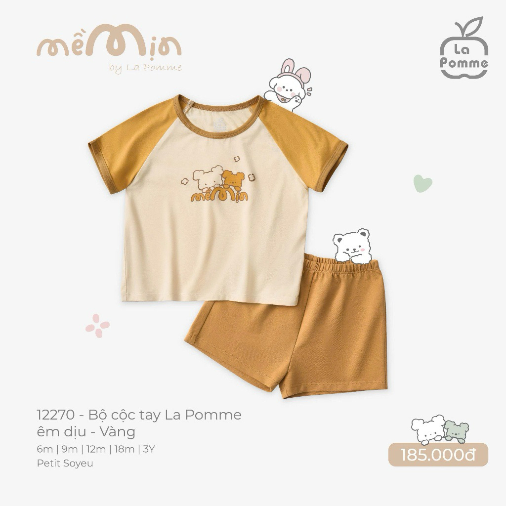 SALE CẮT MÃ-(Avaler, La Pomme) Bộ cộc tay cao cấp cho bé 6-9m