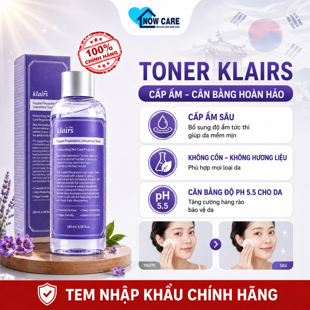 (Hàn Quốc) Toner Clairs Cân Bằng Da Làm Dịu Và Tăng Cường Hấp Thu Dưỡng Chất Lên Da