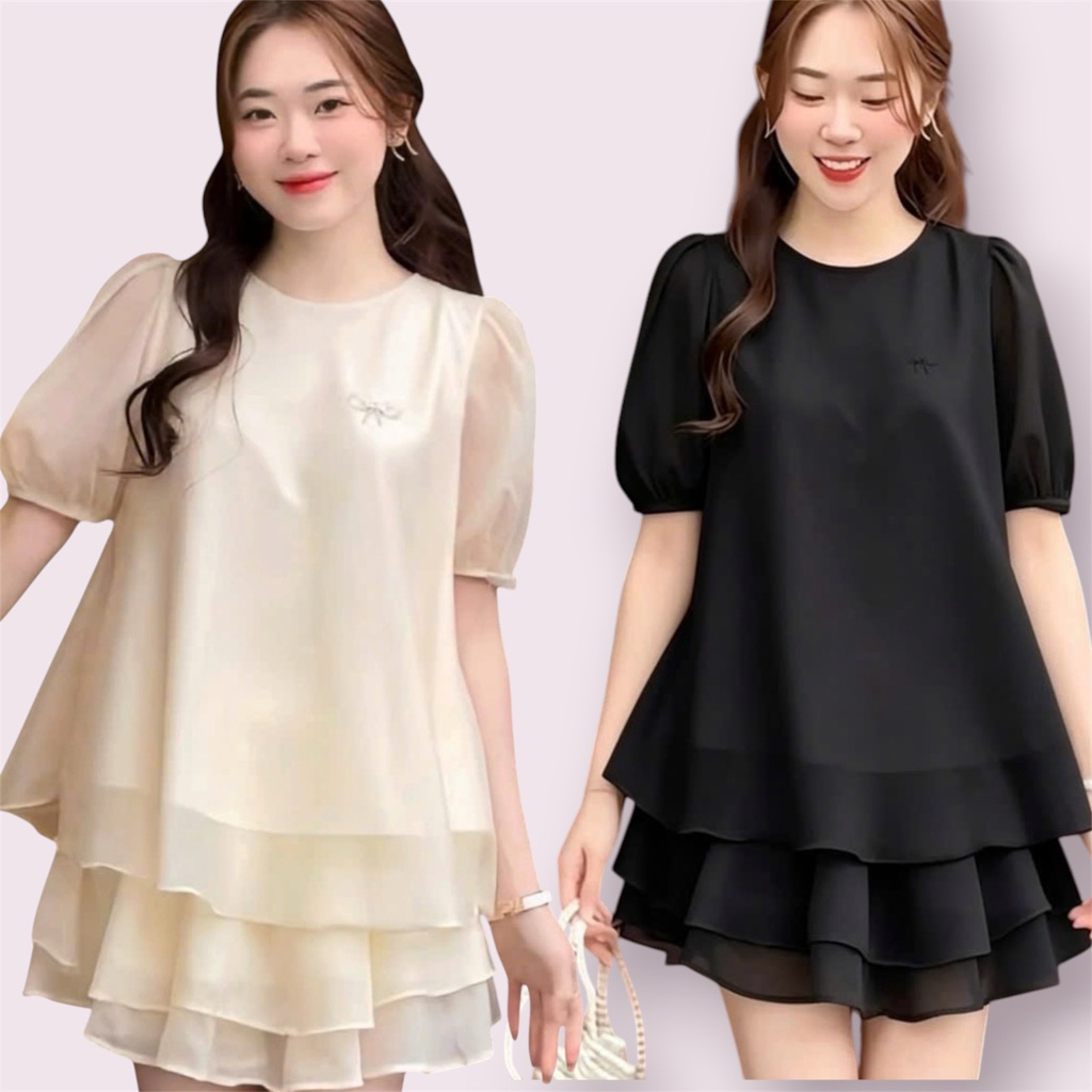 Sét bộ áo chân váy chất vải voan ánh kim form 38kg-60kg