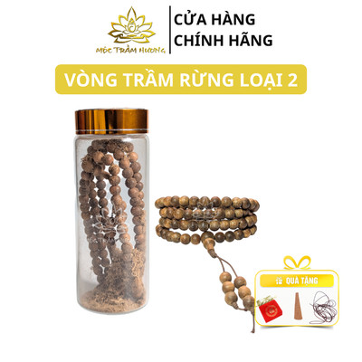 Vòng Tay Trầm Hương Rừng Loại 2 108 Hạt 6/7/8 mm Tuổi Trầm 10-15 Năm - Mộc Trầm Hương MTH