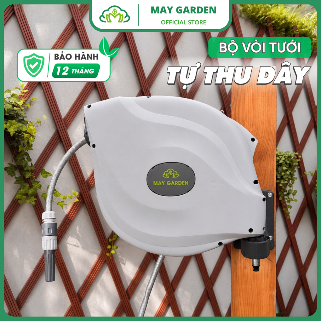 Rulo Tự Thu Tưới Cây MayGarden – Bộ Cuộn Dây Tưới Cây Sân Vườn, Vòi Tưới Đa Năng