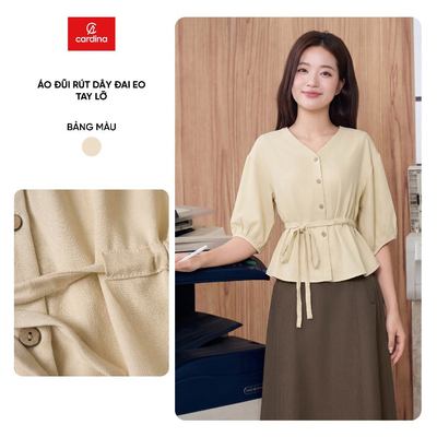 Áo kiểu nữ CARDINA chất liệu đũi rút dây đai eo tay lỡ 6AKL03