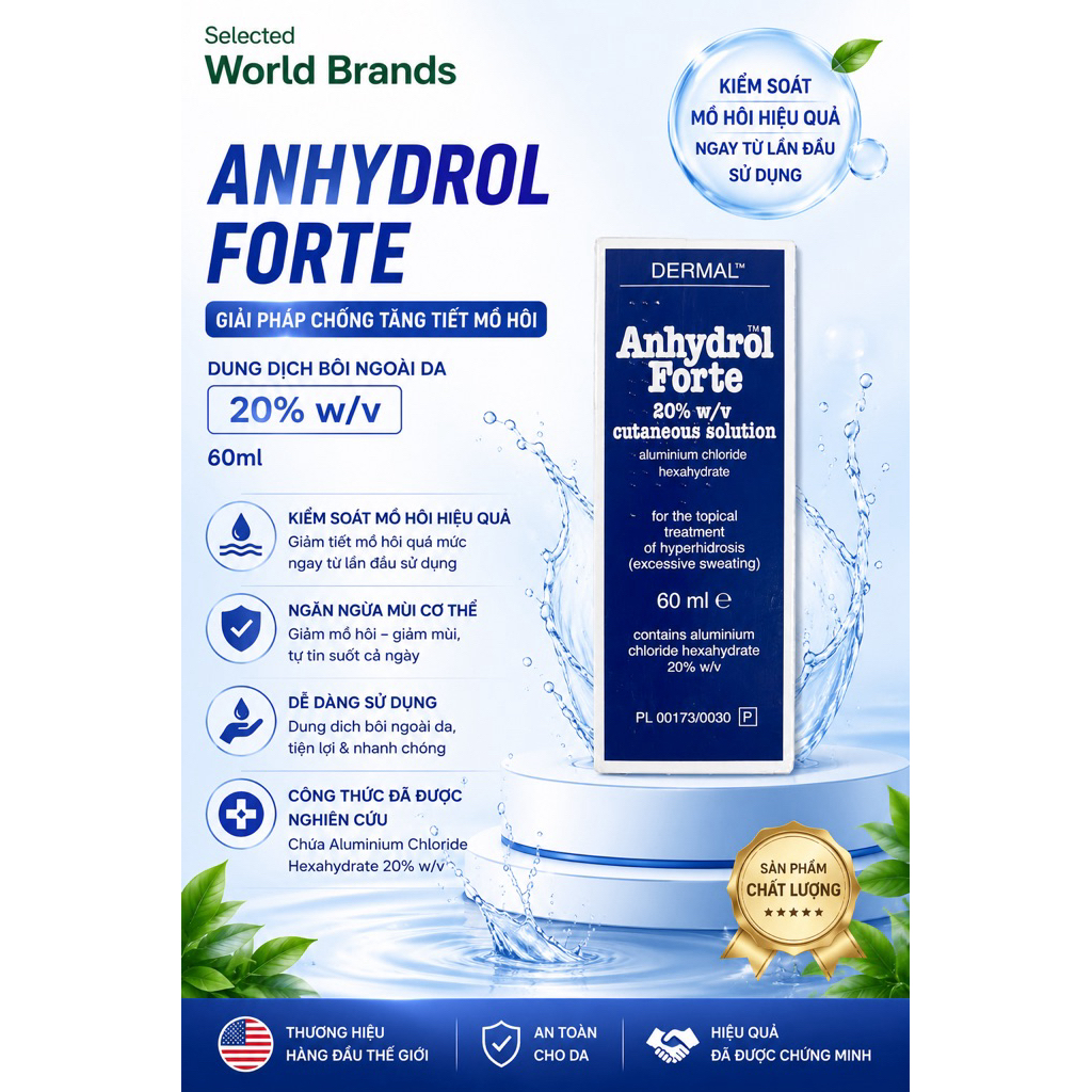 Anhydrol Forte 20% w/v custaneous solution 60ml (Lăn khử mùi)