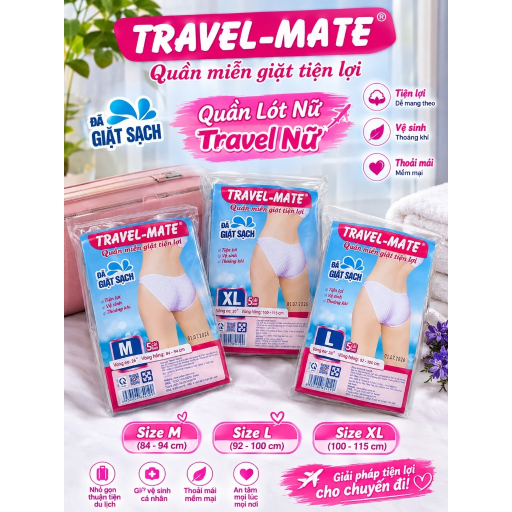 Quần Lót Giấy Travel Mate Nữ Size M/L/XL