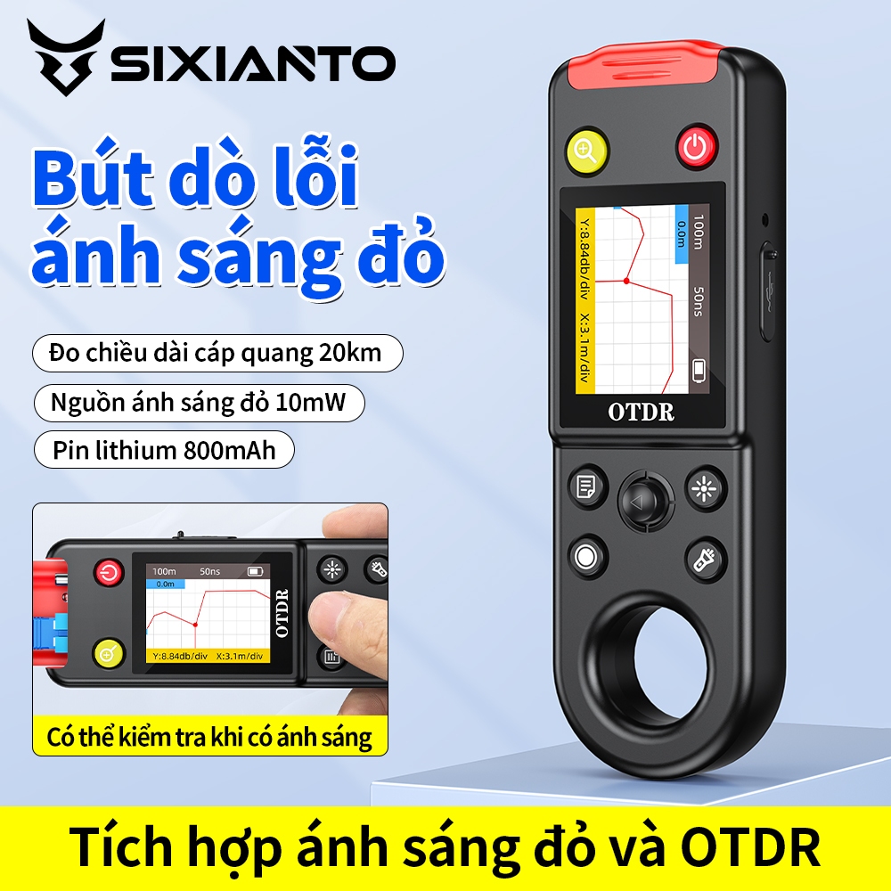 Máy Đo OTDR Mini 20KM Bút Dò Lỗi Cáp Quang Tích Hợp VFL 10mW Đo Điểm Đứt Cáp Quang FTTH