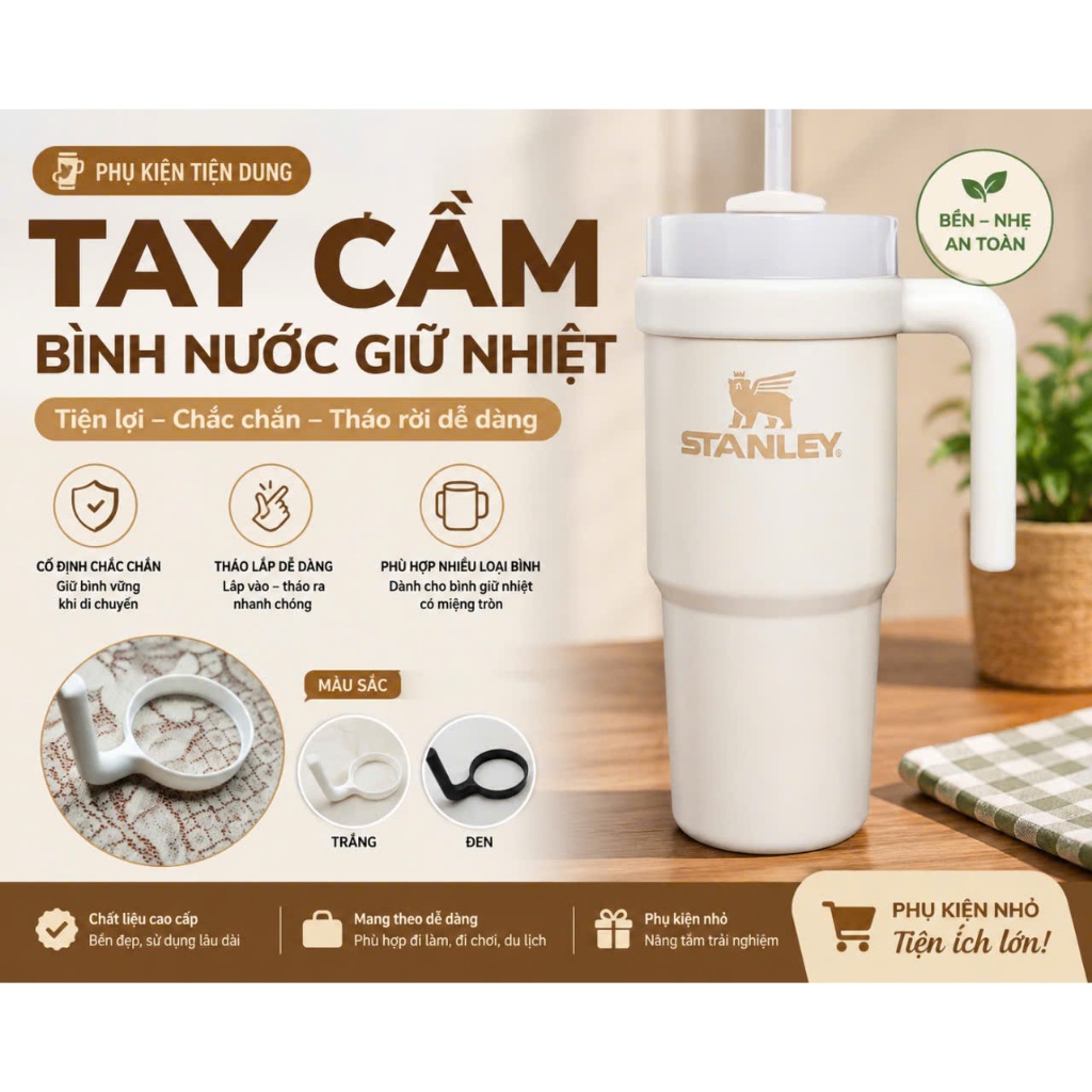 Tay Cầm Bình Nước Giữ Nhiệt 20oz 30oz 40oz Phụ Kiện Bình Tumbler Cầm Chắc Tay Tháo Lắp Dễ Dàng