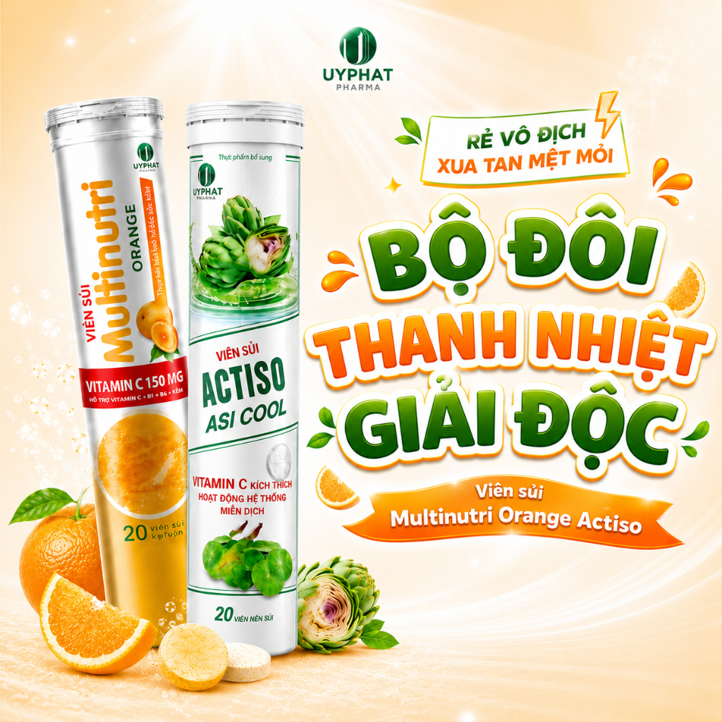 Viên sủi vitamin C Multinutri Orange Uy Phát tăng đề kháng, bổ sung vitamin cho trẻ em và người lớn
