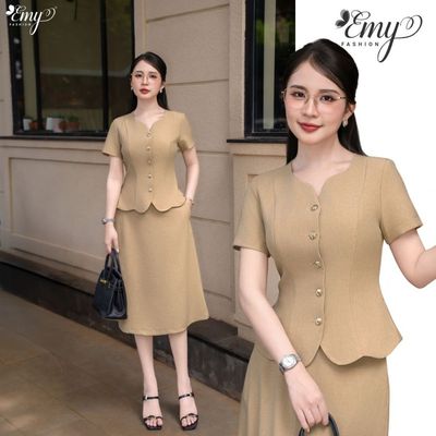 Set Áo Chân Váy Thiết Kế EMY Thời Trang Cao Cấp EM2287 Vải Luxury Thanh Lịch Đi Làm