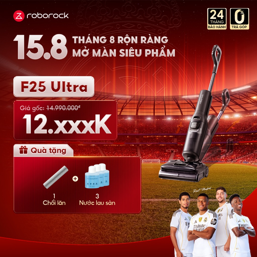 Roborock F25 Ultra máy hút bụi lau nhà hơi nước nóng | Lực hút 22000pa | Bảo hành 24 tháng