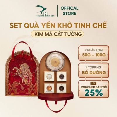 Tổ Yến Khô Tinh Chế CiCi Thượng Đỉnh Yến - Yến Tinh Chế Cao Cấp Khánh Hòa - Hộp Quà Yến Khô Khánh Hòa Kim Mã Cát Tường