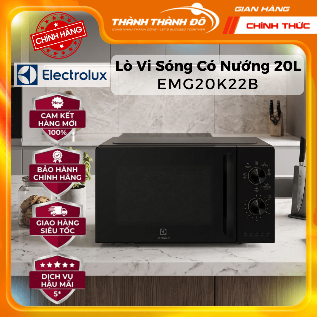 [CHÍNH HÃNG] Lò vi sóng để bàn tích hợp nướng Electrolux EMG20K22B, EMG23K22B, EMG23D22B, EMG25D22BM