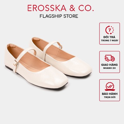 Erosska - Giày búp bê nữ hottrend balletcore đế bệt màu nâu cao 1cm - EL109