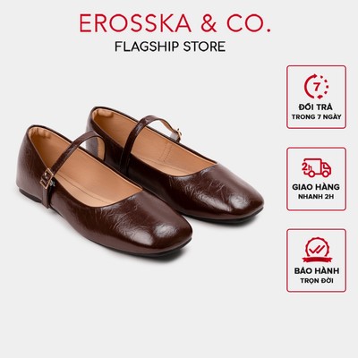 [EROSSKA] - Giày búp bê nữ hottrend balletcore đế bệt màu đen cao 1cm- EL109