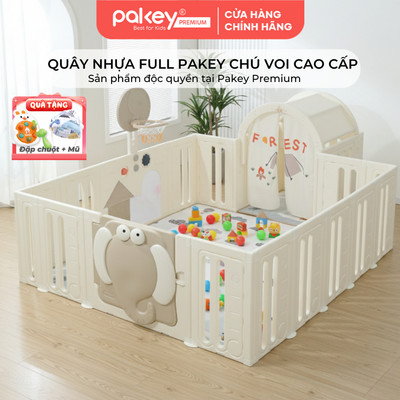 [NEW 2026] Quây Cũi Nhựa PAKEY Hình Chú Voi Cao Cấp Cao 66cm Vượt Trội, Chất Liệu Nhựa Nguyên Sinh An Toàn Cho Bé
