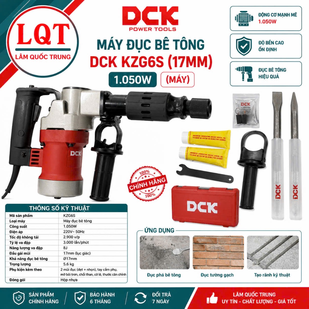 MÁY ĐỤC  BÊ TÔNG 1050W 17mm DCK KZG6S