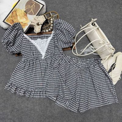 Bộ Đồ Babydoll Bigsize Nữ Áo Kiểu Dáng Peplum Tay Phồng Phối Quần Đùi Dễ Thương SET886