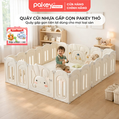 Quây Cũi Nhựa Gấp Gọn PAKEY Thỏ Trắng, Quây Cũi Hình Thỏ Đáng Yêu Dày Dặn Chắc Chắn Cho Bé - Bảo Hành Trọn Đời