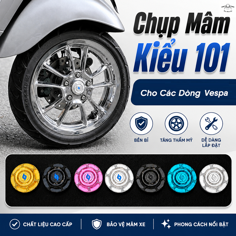 Chụp Mâm Kiểu 101 Vespa Sprint Primavera LX S GTS GTV – Trang Trí Mâm Xe Đẹp, Dễ Lắp Đặt