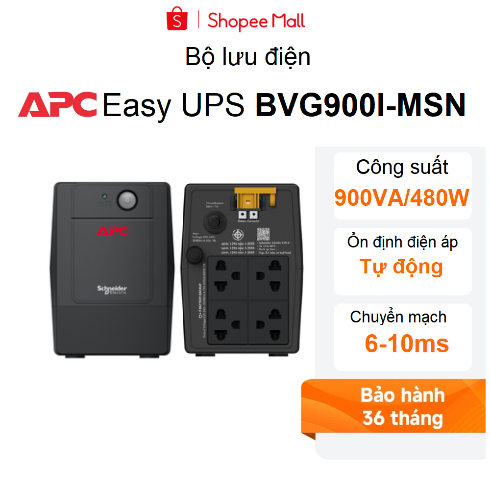 Bộ lưu điện UPS APC BVG900I-MSN I BVX900LI-MS Công suất 480W - 900VA và ổn áp