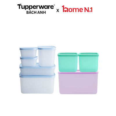 Bộ hộp trữ đông dẻo Gen II (5) và trữ mát Tupperware Cubix Starter - Bảo hành trọn đời - Nhựa nguyên sinh an toàn