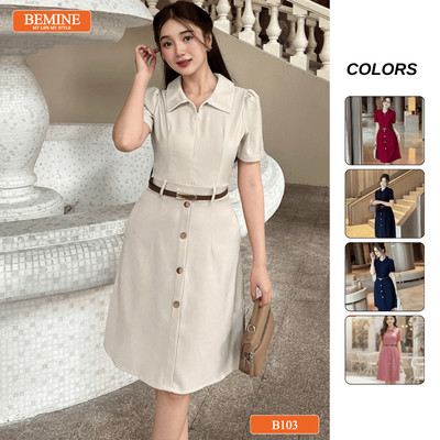 Đầm thiết kế BEMINE cổ đức khóa kéo trước dáng chữ A phù hợp đi làm-B103