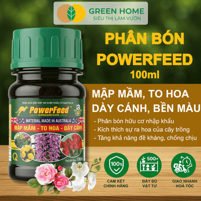 Phân Cá Hỗn Hợp PowerFeed GreenHome, Hũ 100ml, Nhập Khẩu Úc – Mập Mầm, To Hoa, Dày Cánh