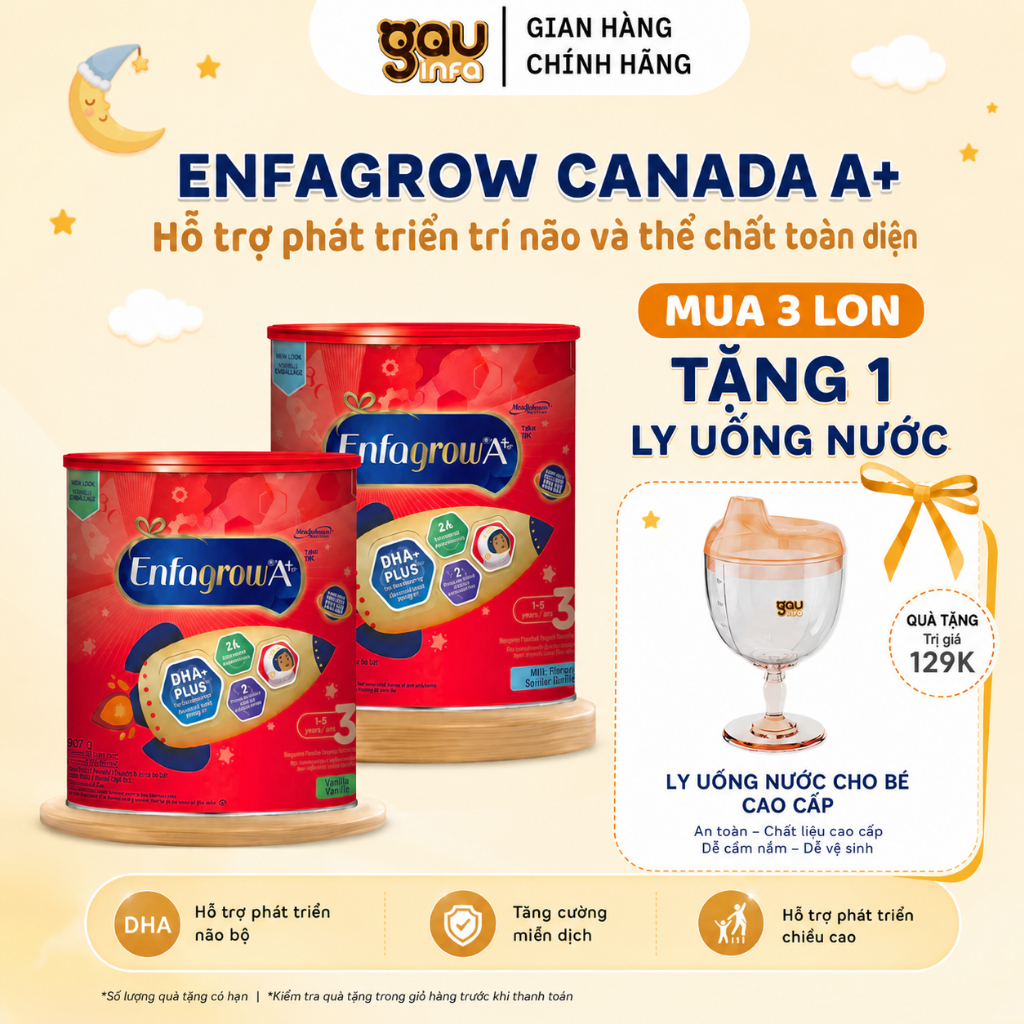 Sữa bột Enfagrow Canada A+, sữa nước Enfagrow Canada lốc 6 hộp mẫu mới dành cho bé từ 1-5Y Gauinfa