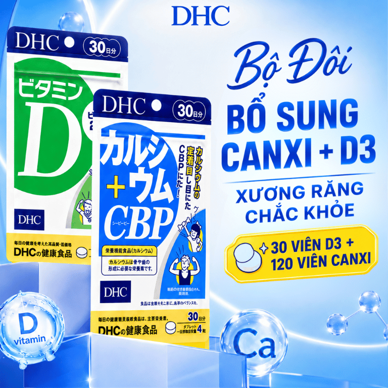 Combo DHC Vitamin D3 30 Viên Và Calcium CBP 120 Viên - Bộ TPBVSK Dùng Theo Nhãn
