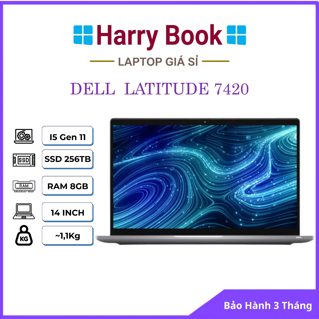 Laptop Dell Latitude 7420 i5 Gen 11 / RAM 8GB / SSD 256GB NVMe / 14 Inch FHD IPS / Mỏng Nhẹ Đẹp Keng