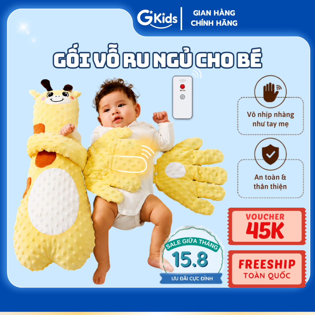 Gấu ôm có bàn tay vỗ ru ngủ cho trẻ nhỏ Gkids, Vỗ ru ngủ và làm ấm giúp trẻ ngủ ngon và ngủ sâu
