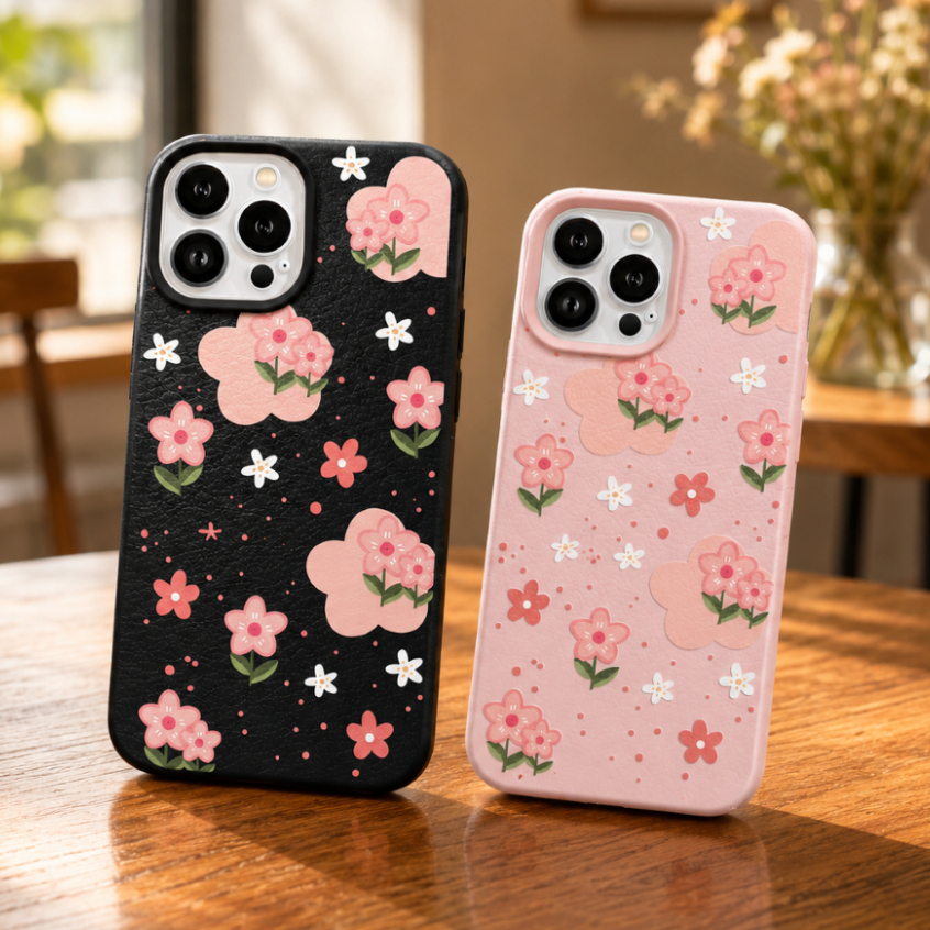 Ốp Lưng iPhone Cánh Đồng Hoa Hoạ Tiết Da Chống Xước, Bảo Vệ ĐT Cho iPhone X XS XR 11 12 13 14 15 16 