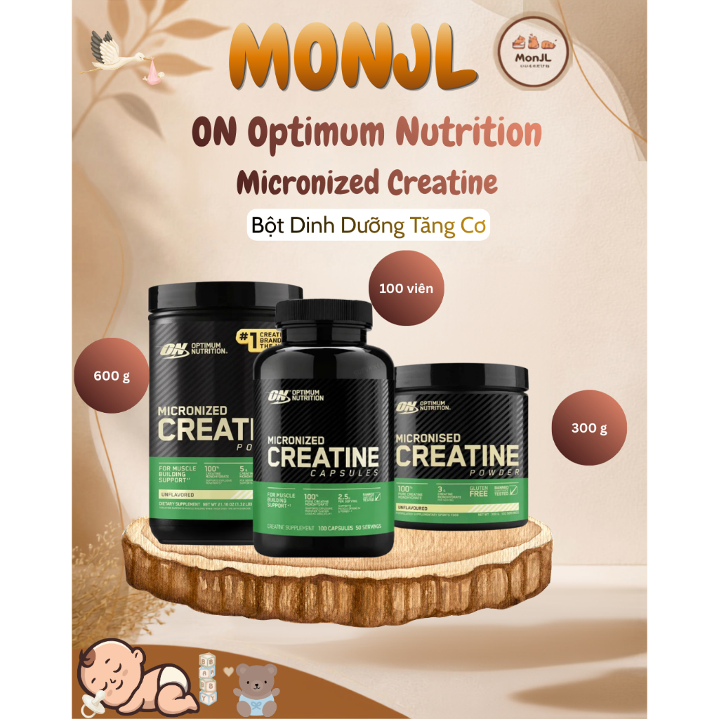 Bột Creatine Monohydrate Nhãn Xanh ON Optimum Nutrition 300g