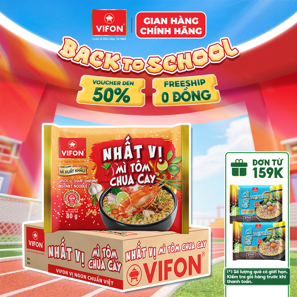 [VOUCHER HOT 10%] Thùng 30 Gói Mì Nhất Vị VIFON 80g Chuẩn Xuất Khẩu Châu Âu (Tôm Chua Cay / Gà Phô M